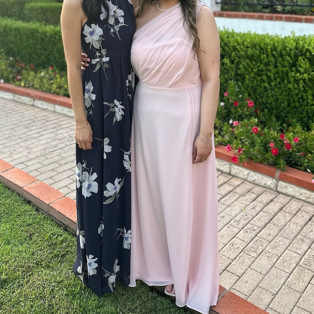 One-Shoulder Light Blush Pink Formal Dress